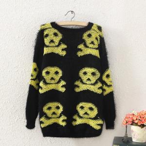 Skull Sweater,sweaters 13/14 Women Fashion,batwing Sweater,black ...