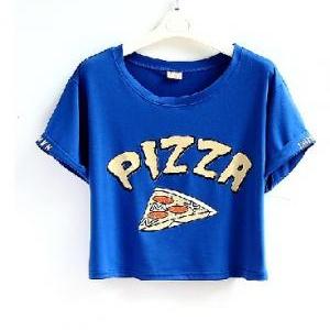 womens t shirts,Pastel Bleu Pizza C..