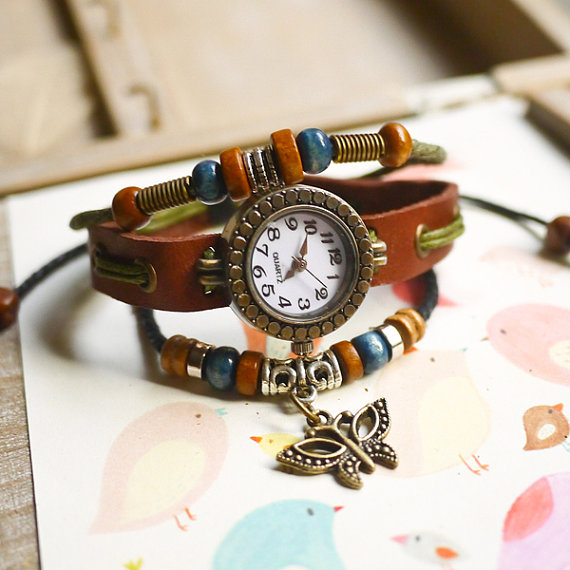 Female Bracelet Watch,quartz Retro Small Love Weaving Knitting Fashion ...