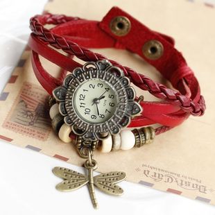 Vintage Watches Uk,antique Wrist Watches,female Models Classic Retro Watch Leather Watch Dragonflies