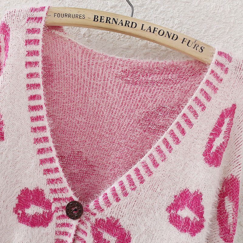 Red Lips Sweater Vneck Knitting Sweater Cardigan Coat on Luulla