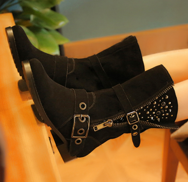 Boots Uk For Lady,rivets Buckle Zipper Boots,leather Boots on Luulla