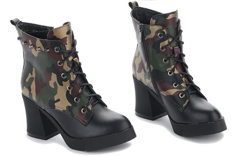 combat boots high heel