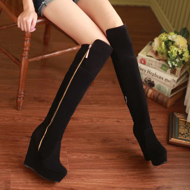 over the knee boots with zipper