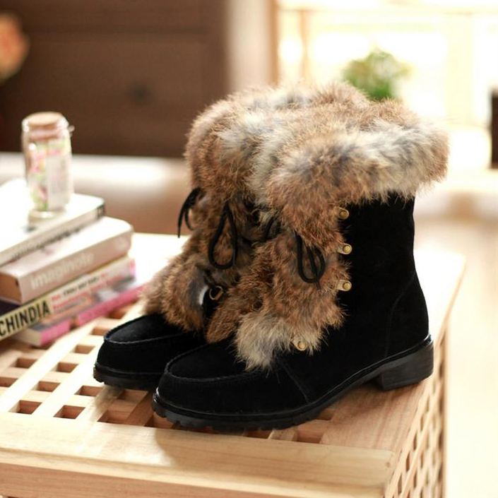 leather fur boots