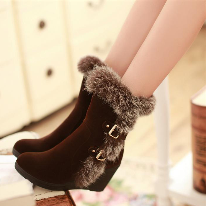 High Heels,fashion Buckle Snow Boots,boots For Women,black