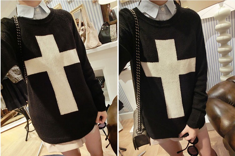 2014 Trend Women Loose Sweater Pullover Cross Jumper High Quality on Luulla