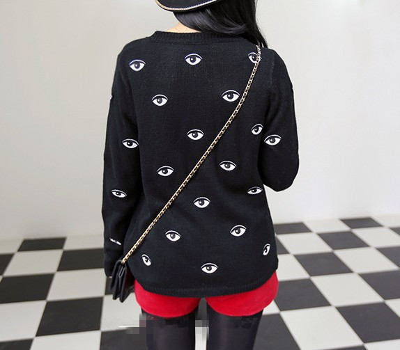 Novelty Eye Sweaters Pullover Women Black White High Quality on Luulla