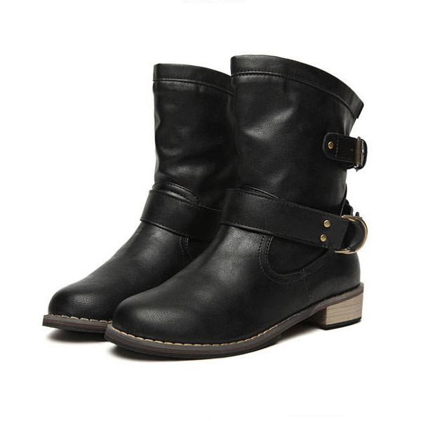 Retro Buckle Ladies Biker Boots,motorcycle Boots on Luulla