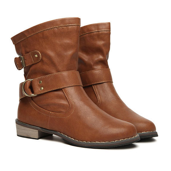 Retro Buckle Ladies Biker Boots,motorcycle Boots on Luulla