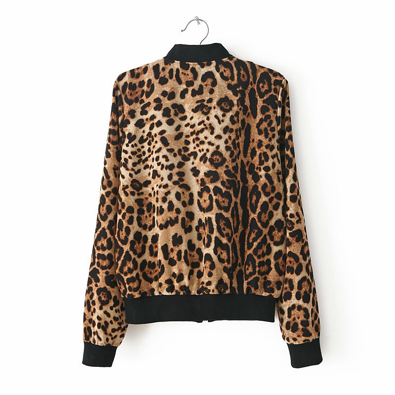 Leopard Cardigan Zippered Outerwear on Luulla