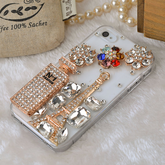 For Iphone 4s Cases Handmade Unique Iphone 5s Cases Cute Girls Perfume Gem Tower Flowers Stud Bling On Luulla