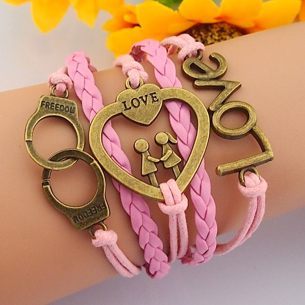 Design Cute Lovely Couples Customize Bracelet Jewellery Pink Cuff