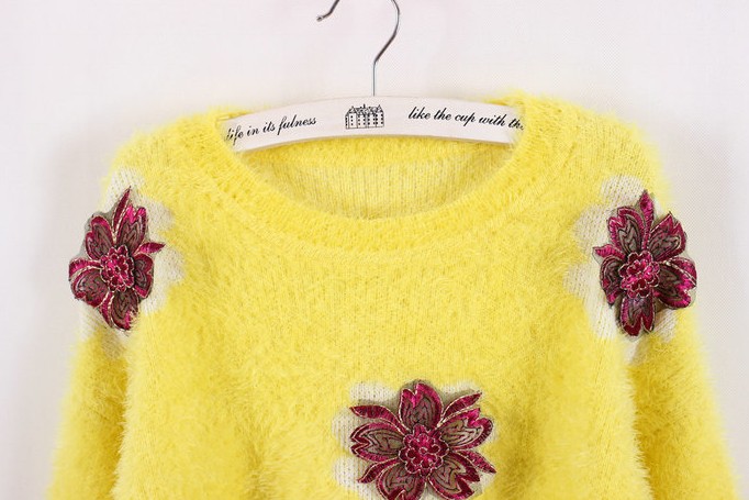 Japanese Sweet Three-dimensional Flowers Mohair Sweater/pullover on Luulla