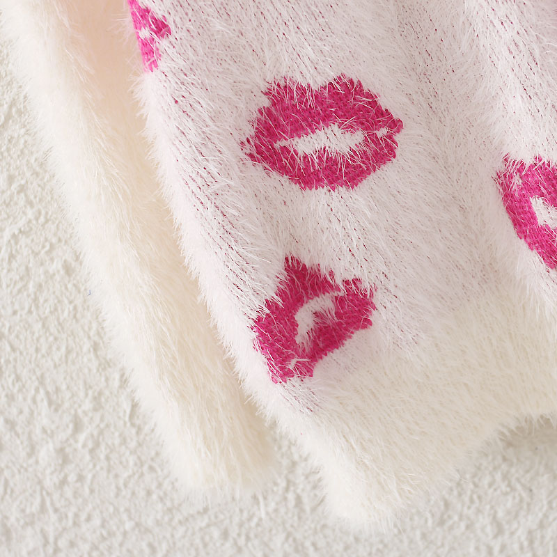 Red Lips Sweater Vneck Knitting Sweater Cardigan Coat on Luulla