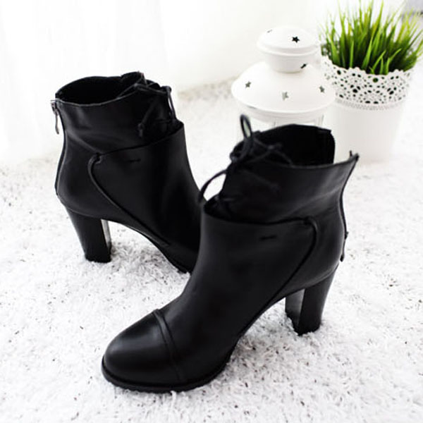 Black Wedge Boots,fashion Zipper High Heels Bow Boots,ladies Boots ...