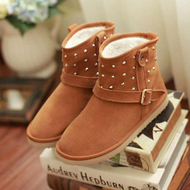 Winter Boots,rivet Muffin Leather Snow Boots,womens Boots,winter Boots ...