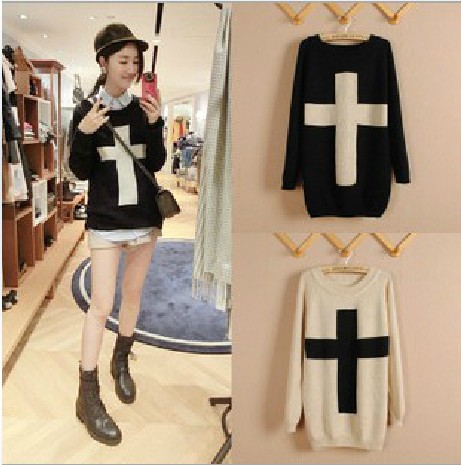 2014 Trend Women Loose Sweater Pullover Cross Jumper High Quality on Luulla