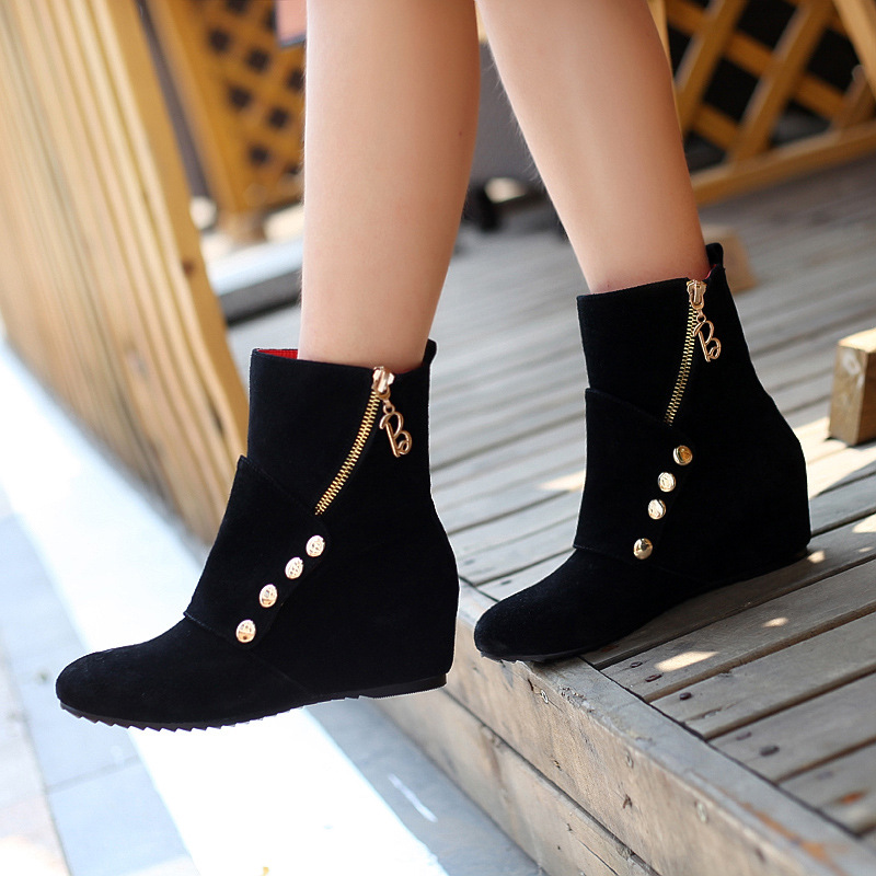 Leather Zipper Button Ankle Boots,womens Boots on Luulla