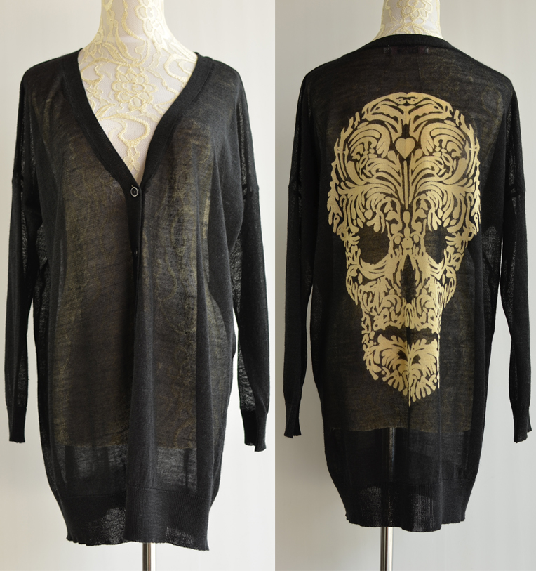 Skull Knitted Cardigan Sweater Coat on Luulla