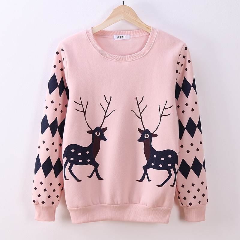 Women's Fashion Cute Deer Fleece Sweater on Luulla